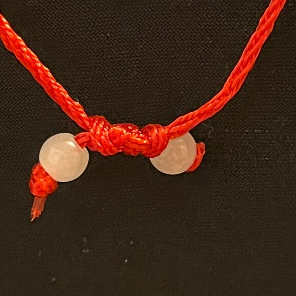 Green Laughing Buddha Glass Pendant on Adjustable Red Cord Necklace - Picture 7 of 9